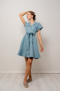 Addison Linen Dress - Dusty Teal