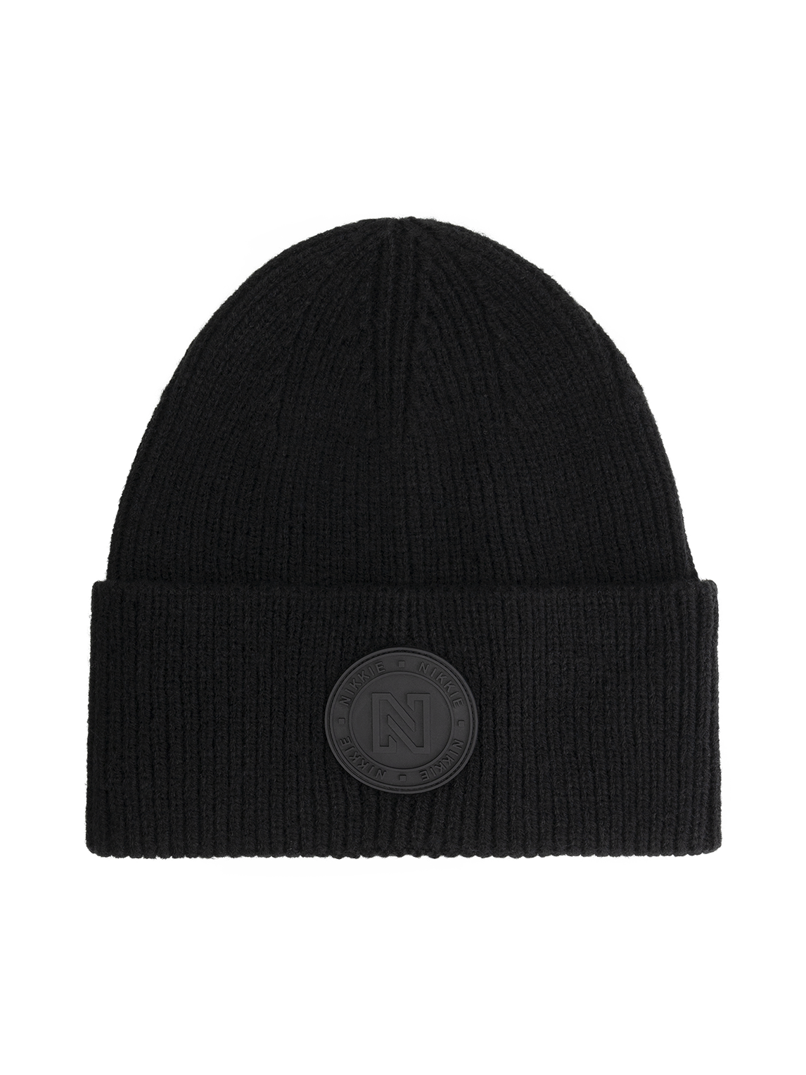 Round Patch Beanie - Black