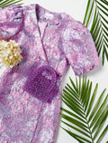 Neva Jacquard Belt Dress - Lilac Jacquard