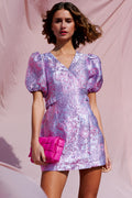 Neva Jacquard Belt Dress - Lilac Jacquard