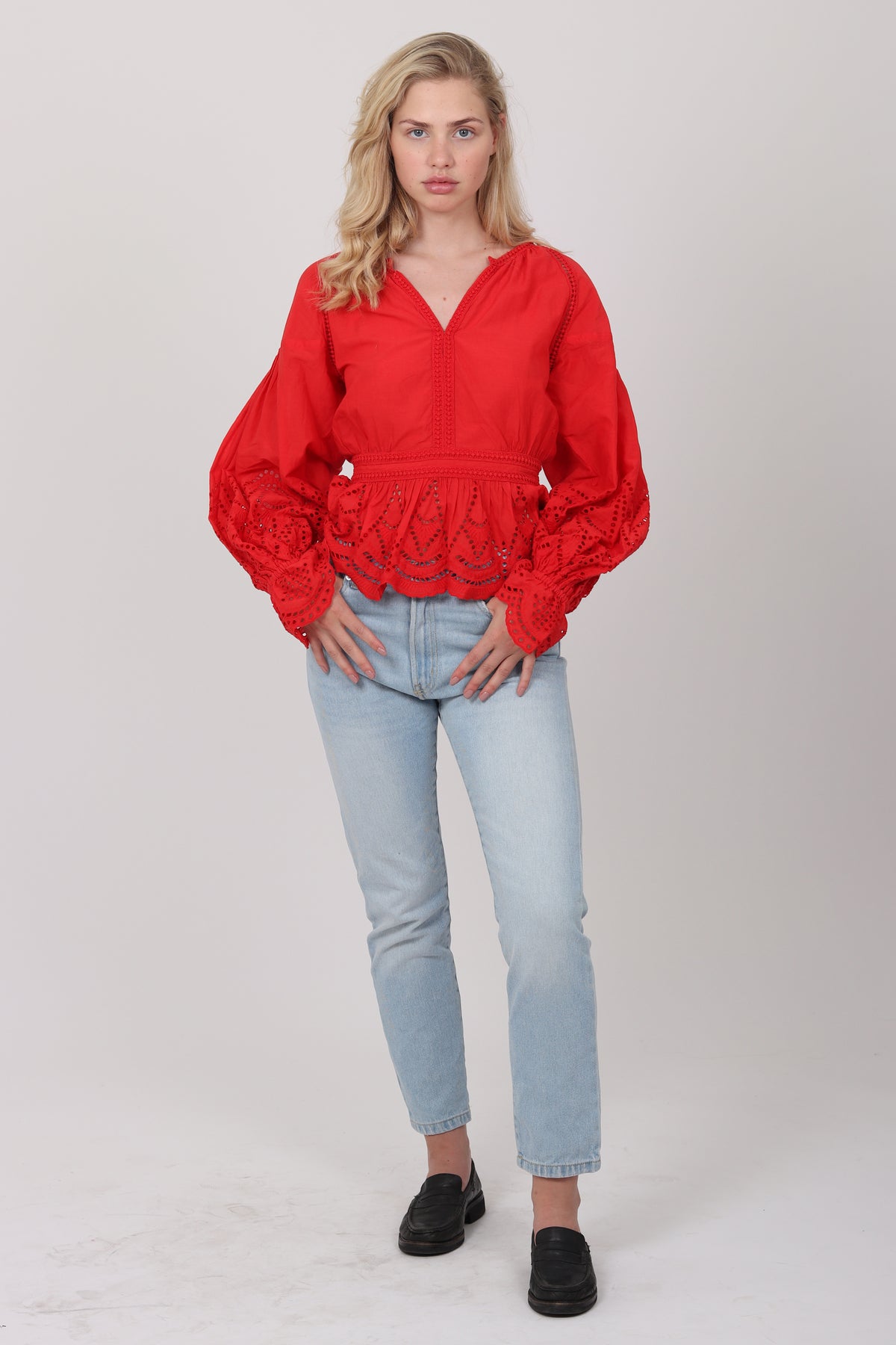 Agnes Blouse Waist - Red - Pia Tjelta - Bluser & Skjorter - VILLOID.no