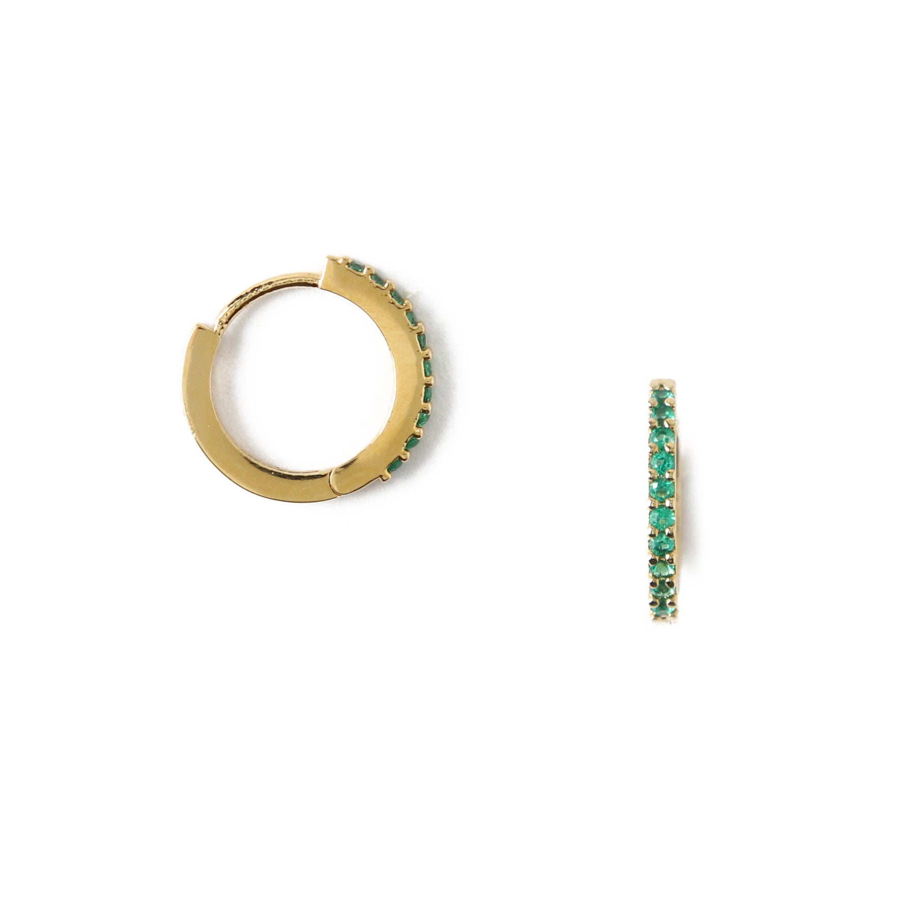Mini Pave Hoop Earrings - Emerald