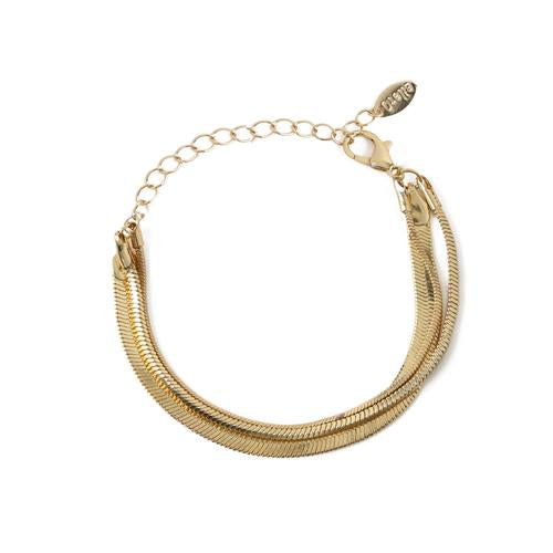 Snake Chain 3-Row Bracelet - Pale Gold