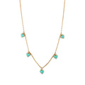 Turquoise Enamel Heart Multi Drop Necklace - Turquoise