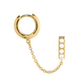 Pearl & Metal Chain Link Huggie Hoops - Pearl