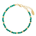 Emerald & Metal Bead Armband