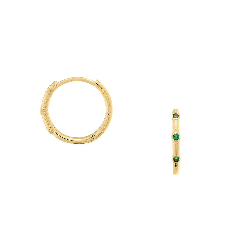 Fine Crystal Station Huggie Hoops - Emerald