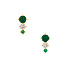 Emerald Triple Drop Stud - Emerald