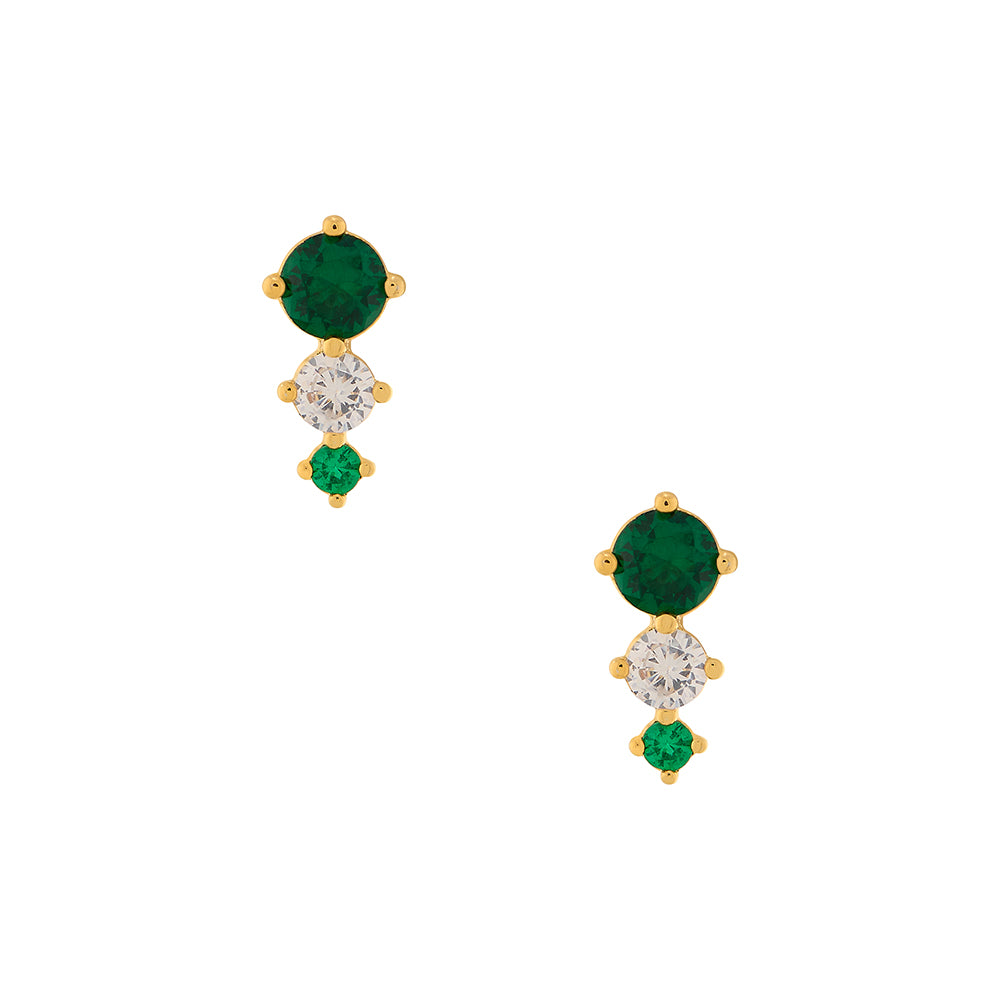 Emerald Triple Drop Stud - Emerald