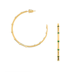 Fine Crystal Station Large Hoops - Emerald
