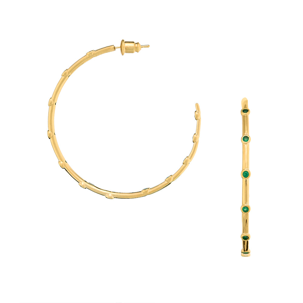 Fine Crystal Station Large Hoops - Emerald