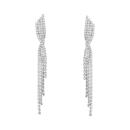 Crystal Twist Waterfall Earring - Crystal