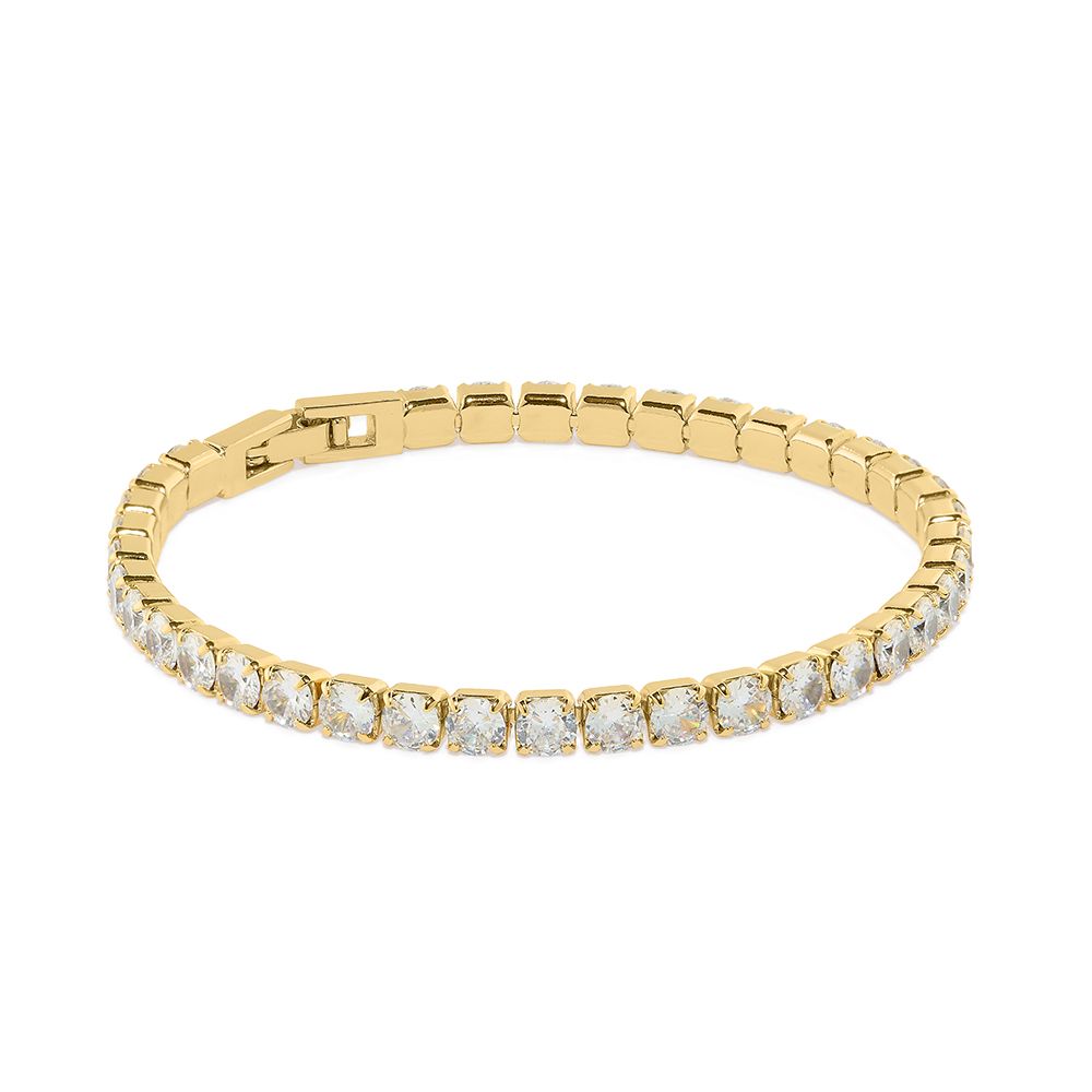 Crystal Cup Chain Tennis Bracelet  - Gold
