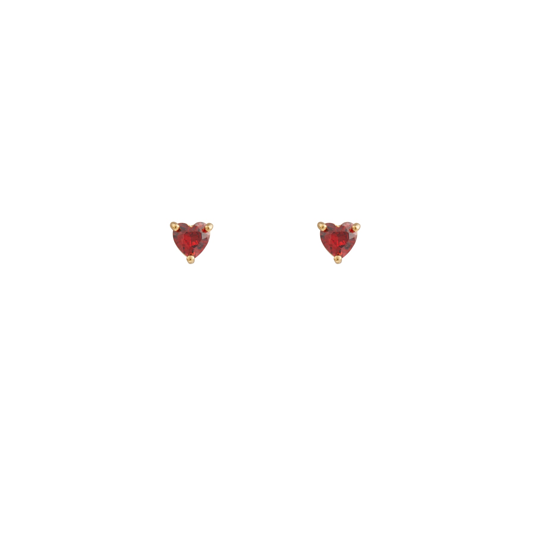 Crystal Heart Studs - Garnet