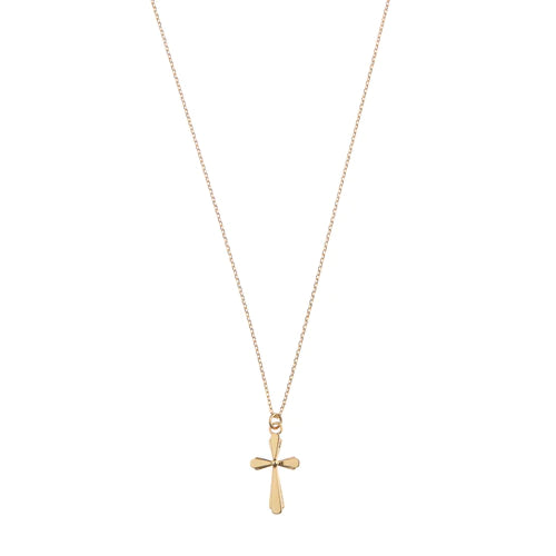 Dainty Cross Charm Necklace - Pale Gold