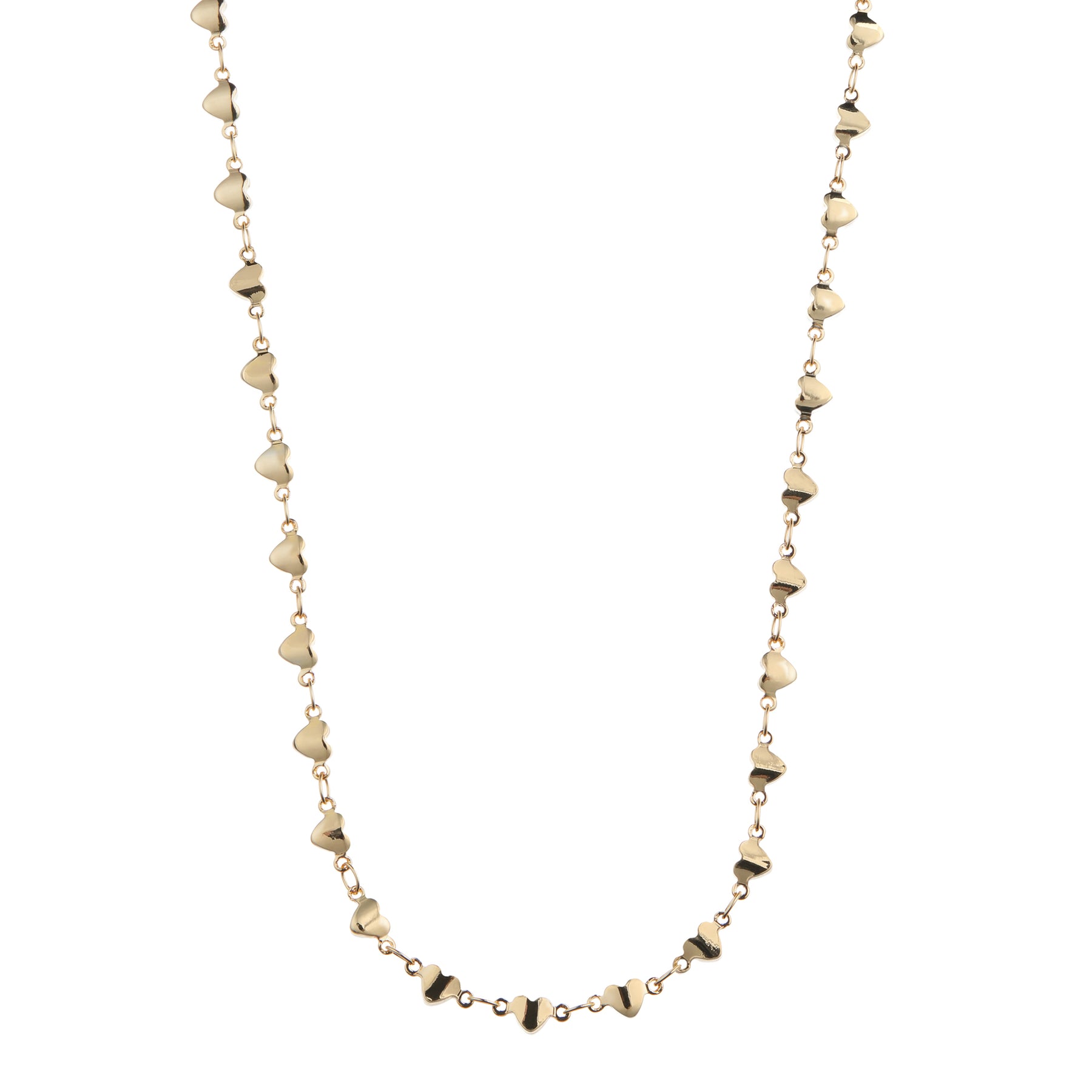 Multi Heart Stationed Collar Chain - Pale Gold