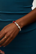 Pearl & Glass Heart Bead Bracelet - Pearl
