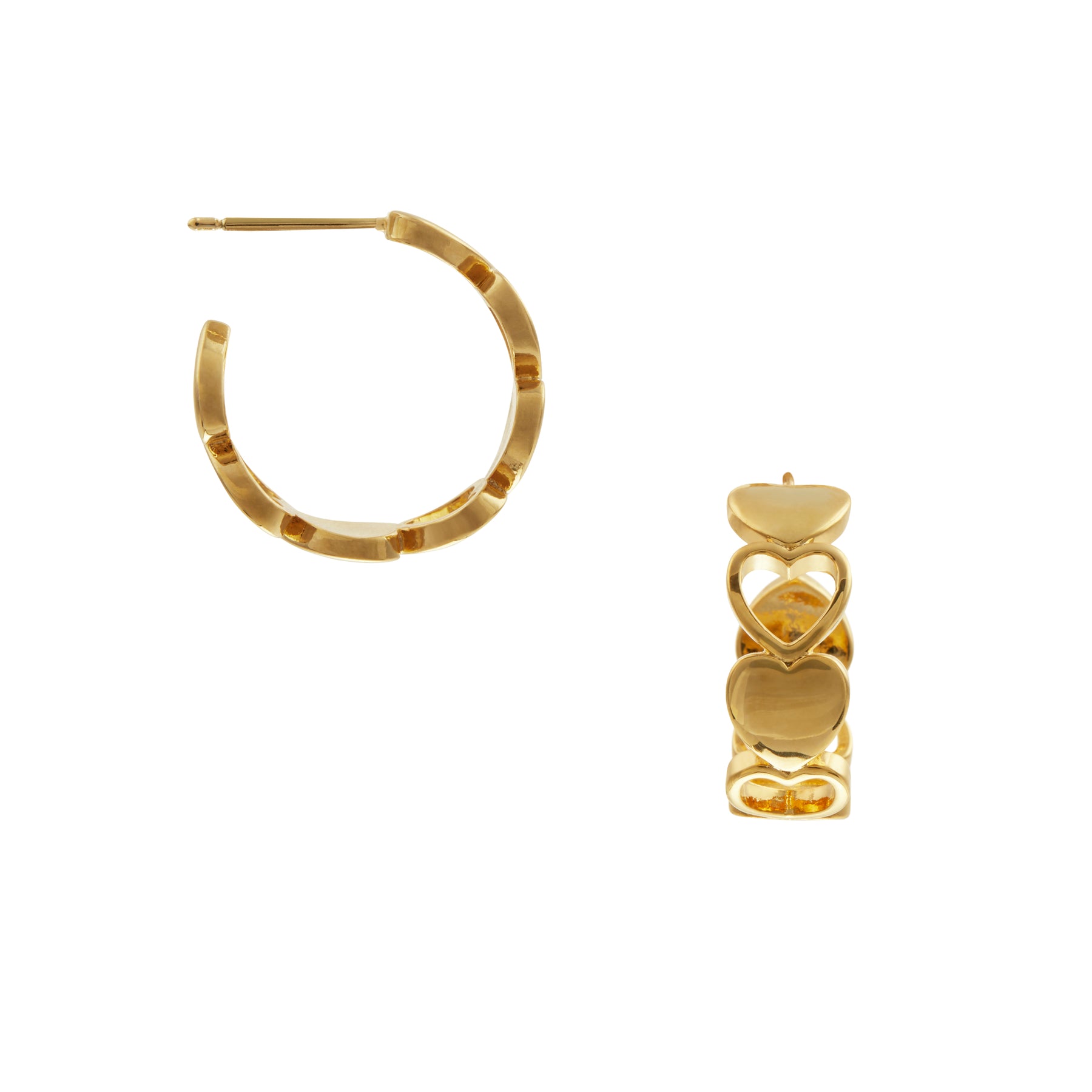 Stationed Cut Out Heart Huggie Hoops - Pale Gold