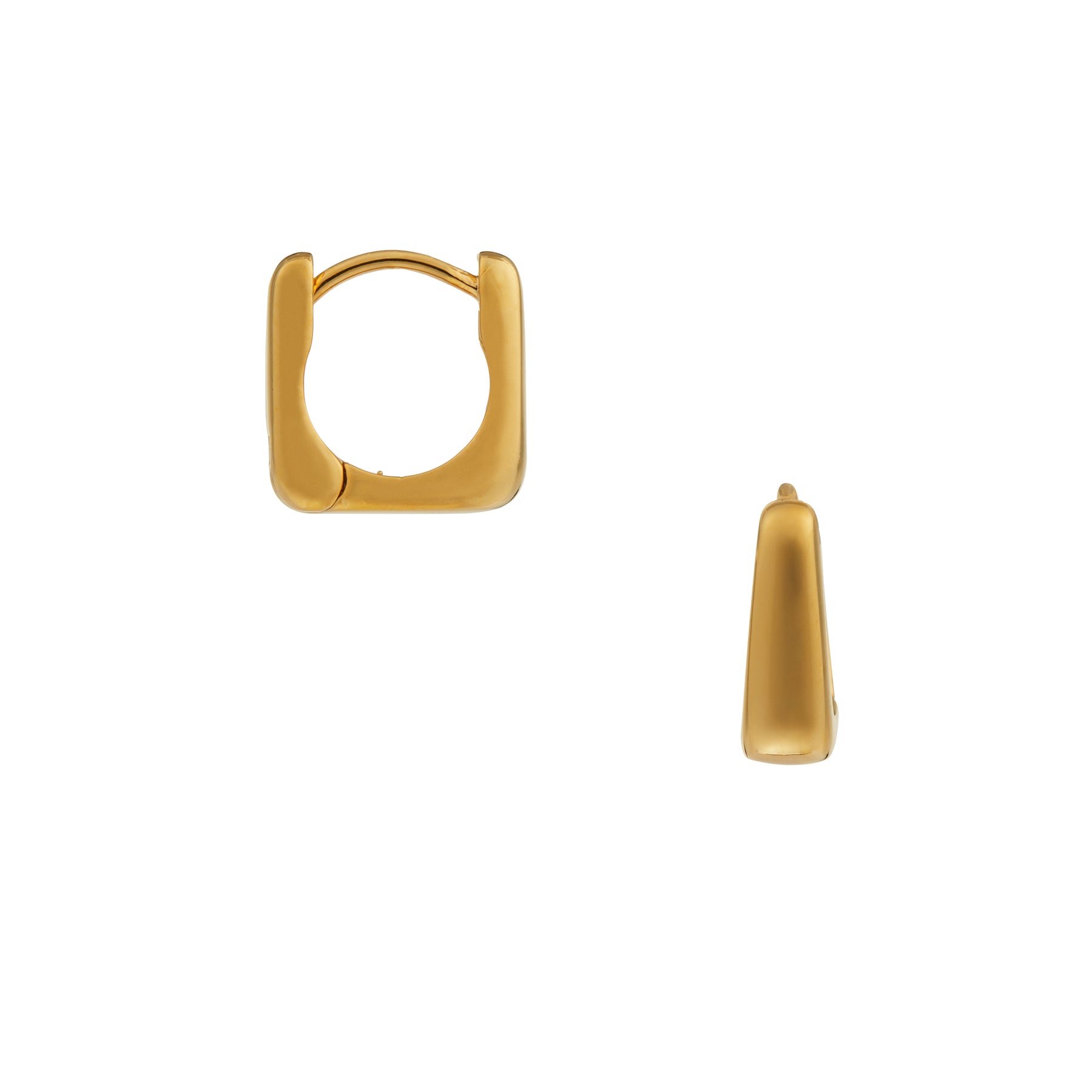 Tapered Square Huggie Hoop - Pale Gold