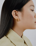 Tapered Square Detail Hoops - Pale Gold