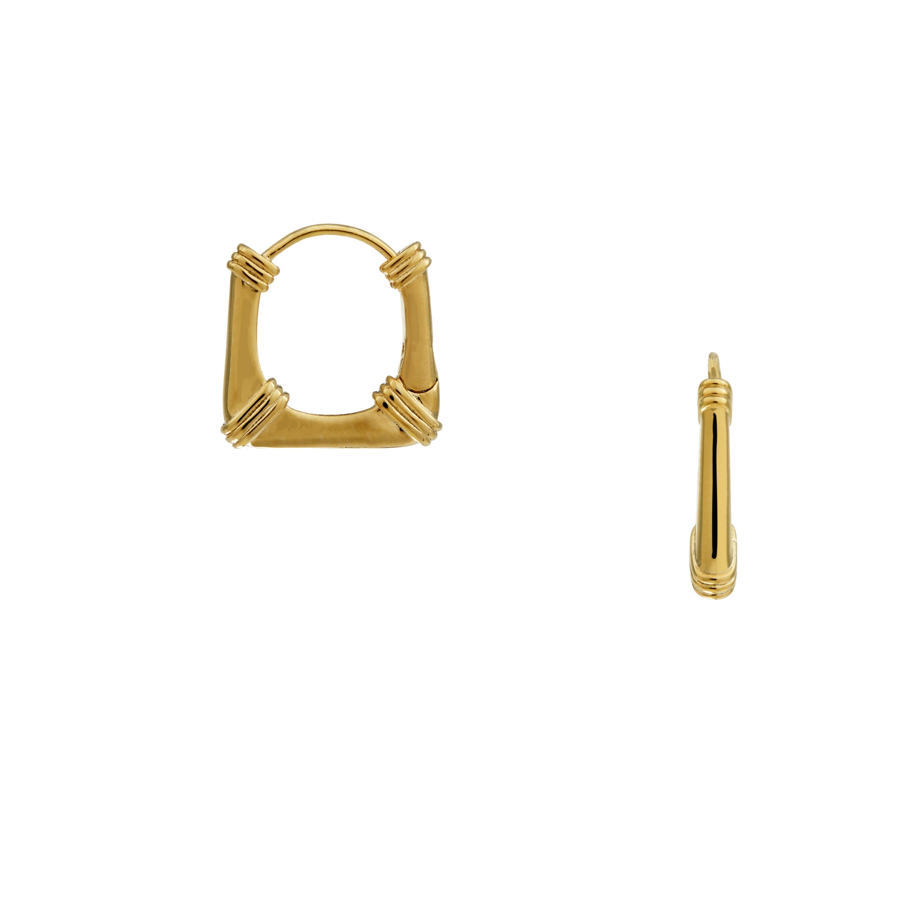 Tapered Square Detail Hoops - Pale Gold