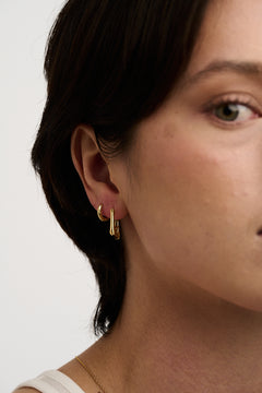 Tapered Square Detail Hoops - Pale Gold
