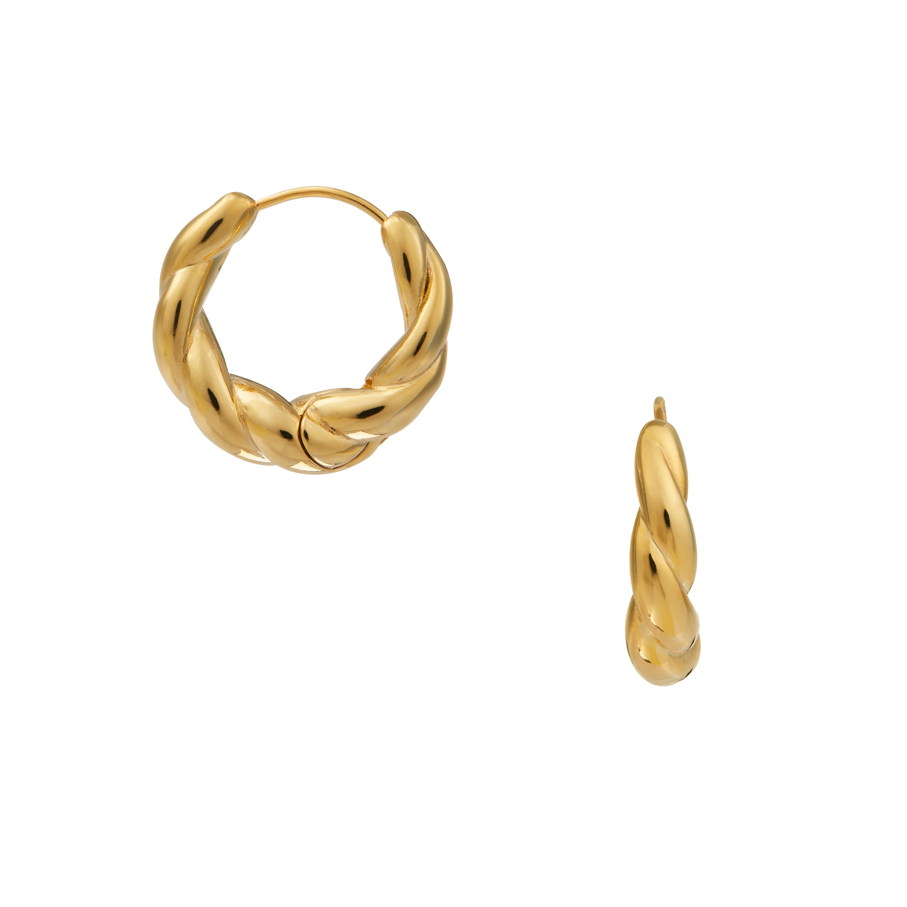 Rope Twist Mid Size Hoops - Pale Gold