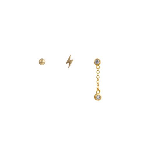 Lightning & Chain Drop Ear Party Pack Örhängen
