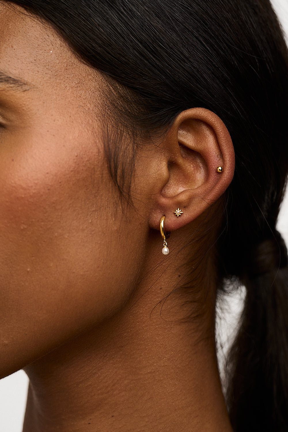 Pearl Drop Hoop & Starburst Stud Pack - Pearl