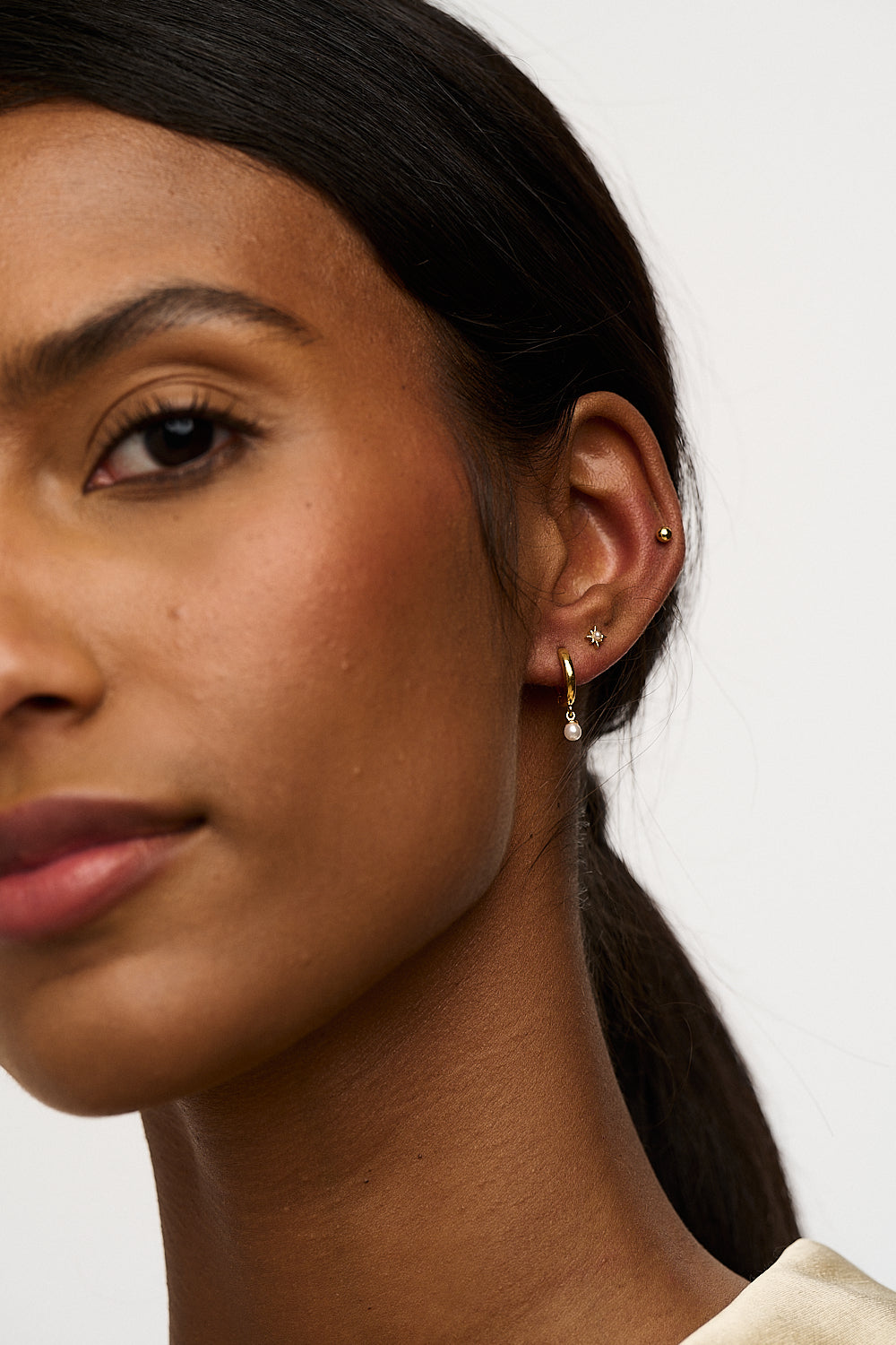 Pearl Drop Hoop & Starburst Stud Pack - Pearl