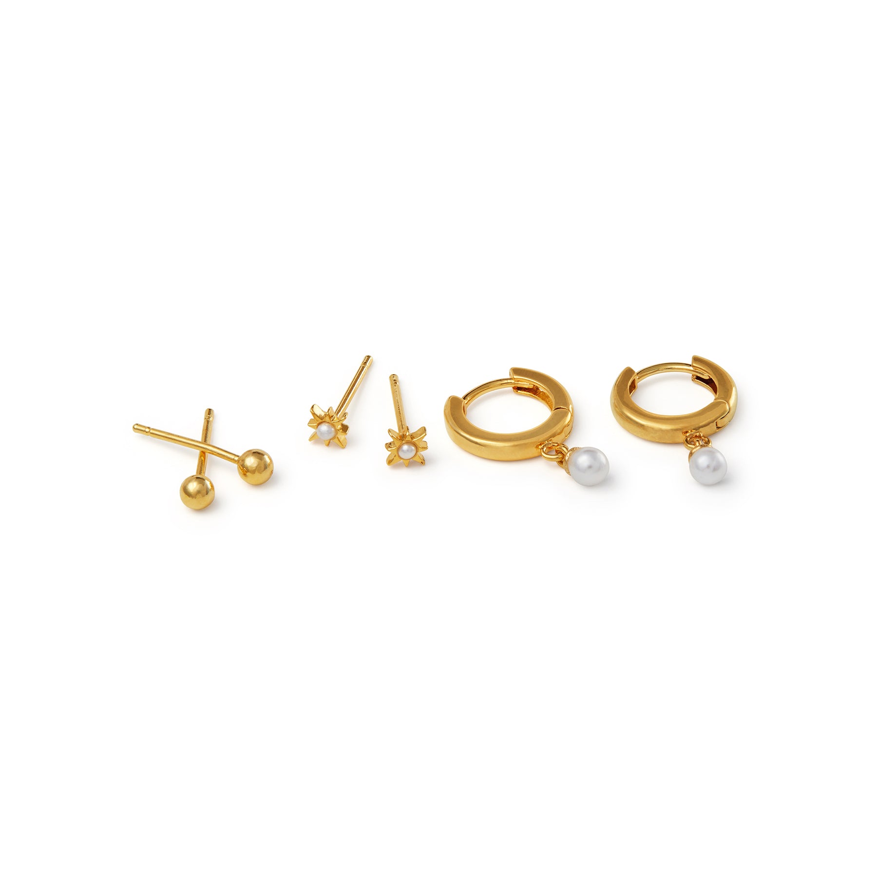 Pearl Drop Hoop & Starburst Stud Pack - Pearl