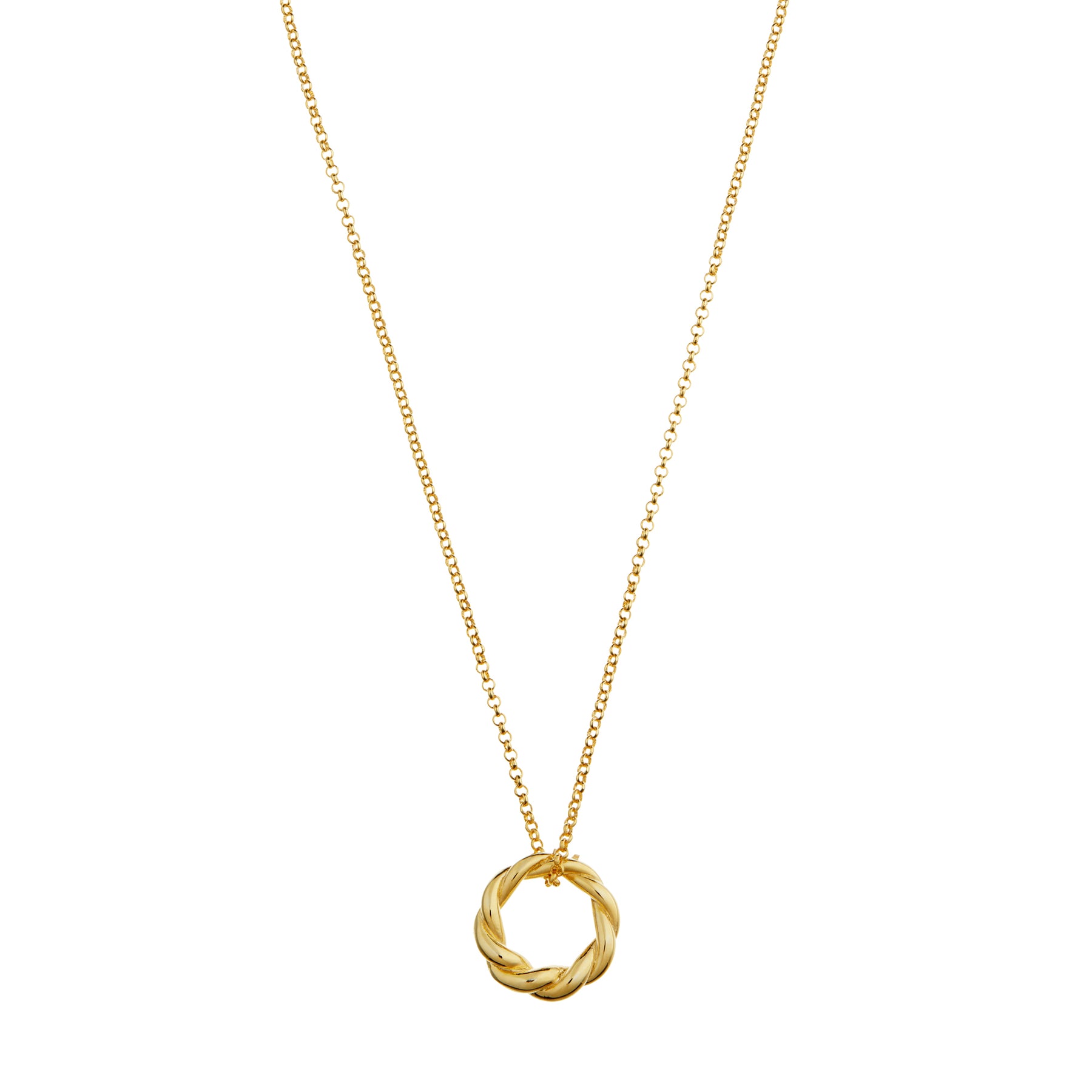 Rope Twist Open Circle Thread Thru Necklace - Pale Gold