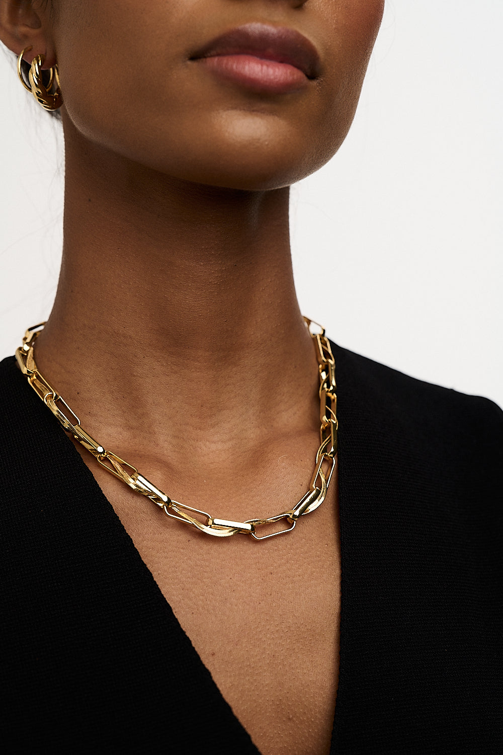 Entwined Open Link & Snake Chain - Pale Gold