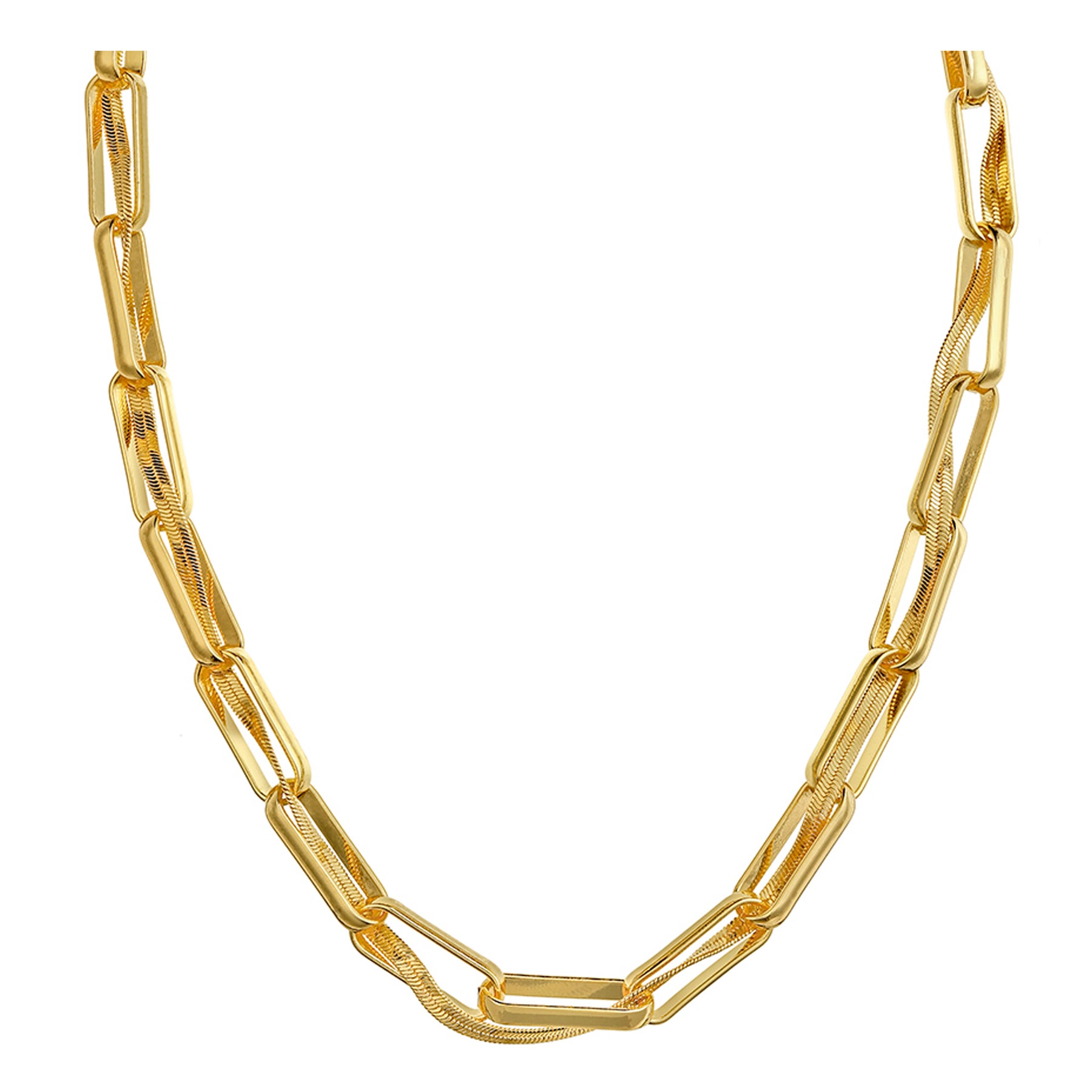 Entwined Open Link & Snake Chain - Pale Gold