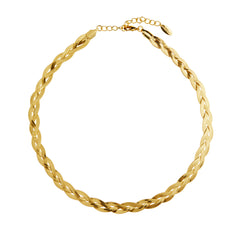Snake Chain Plait Necklace - Pale Gold