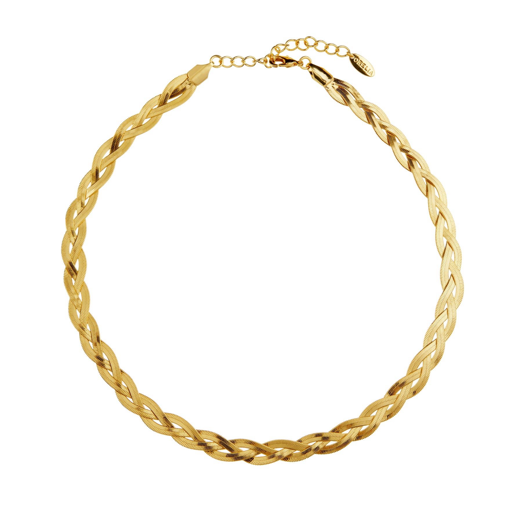 Snake Chain Plait Necklace - Pale Gold