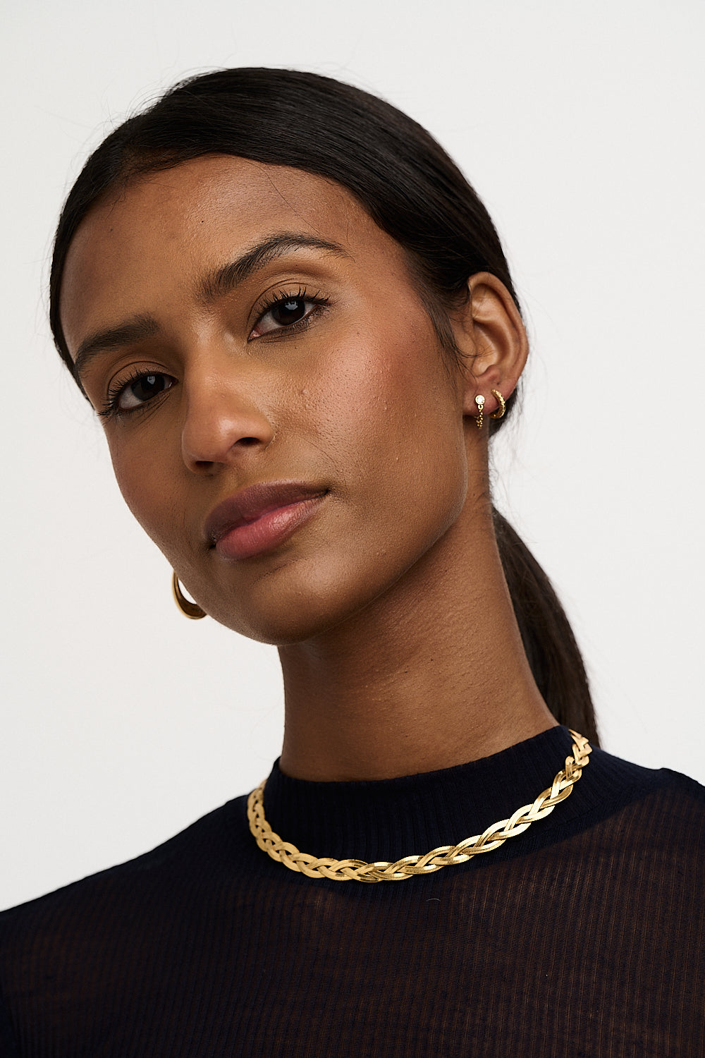 Snake Chain Plait Necklace - Pale Gold