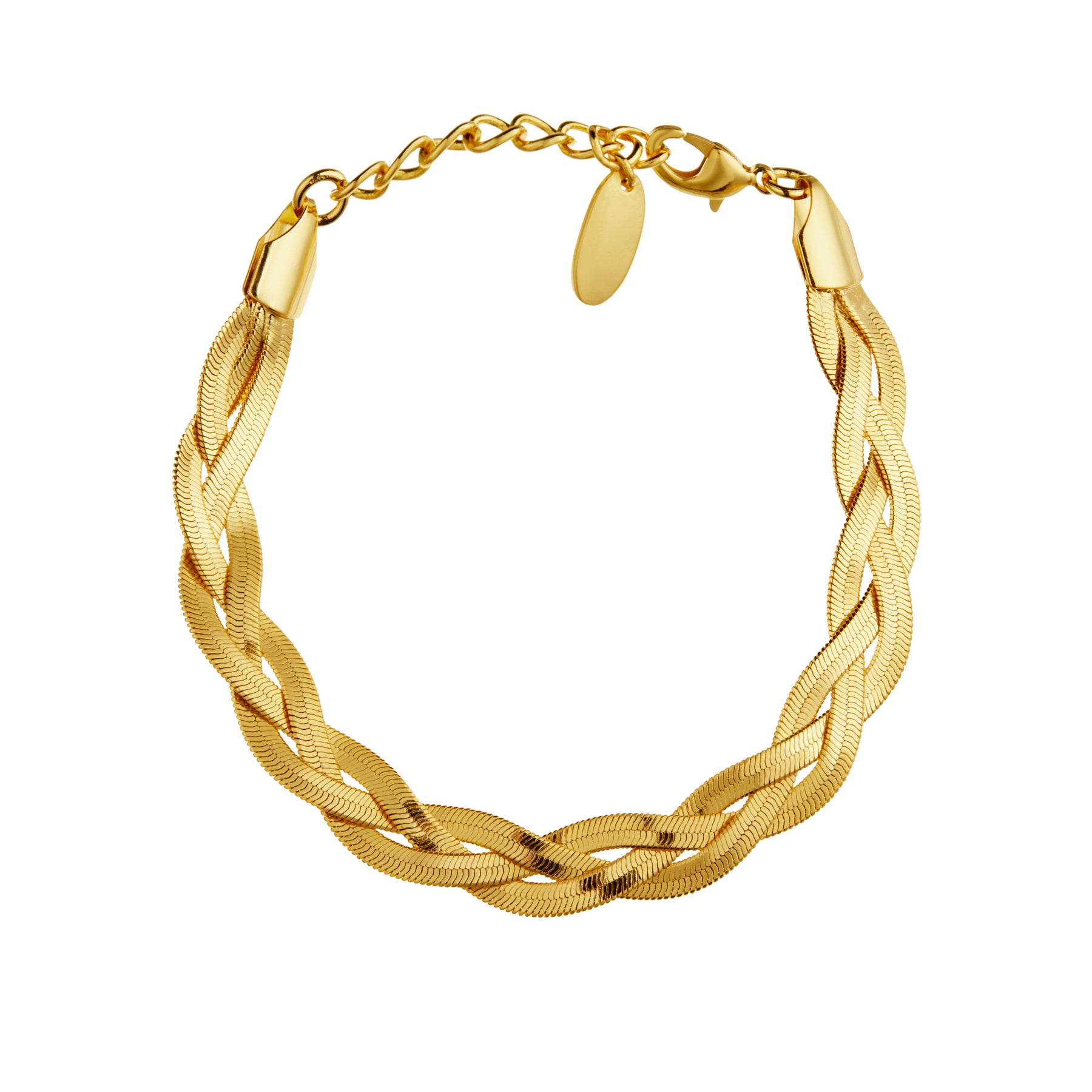 Snake Chain Plait Bracelet - Pale Gold