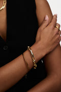 Entwined Open Link & Snake Chain Bracelet - Pale Gold