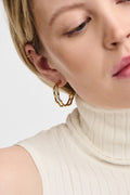 Organic Wave Large Double Hoops - Pale Gold