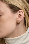 Bamboo Detail Huggie Hoops - Pale Gold
