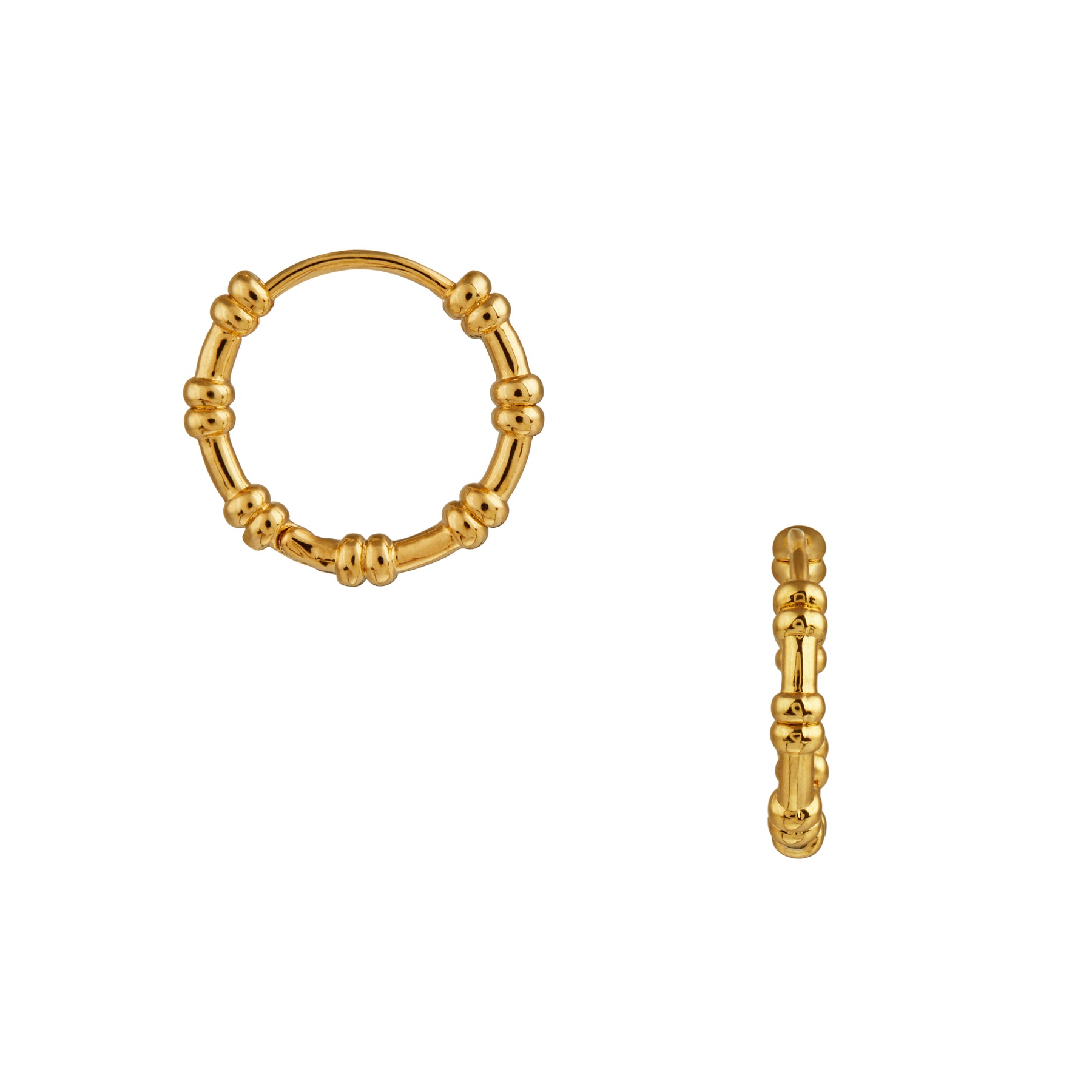 Bamboo Detail Huggie Hoops - Pale Gold