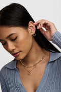 Semi-Precious Beaded Metal Necklace - Pearl