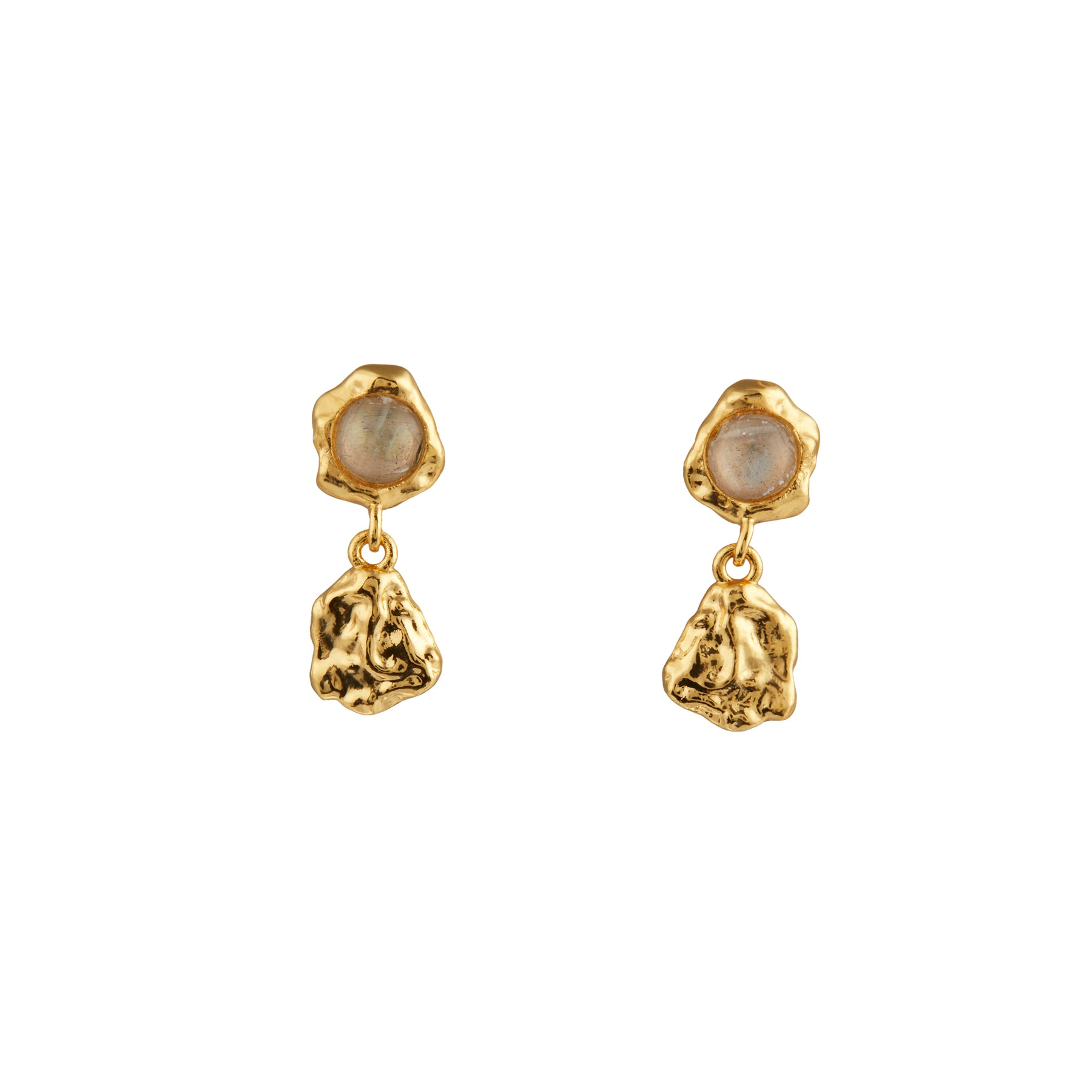Molten & Semi-Precious Drop Earrings - Labradorite
