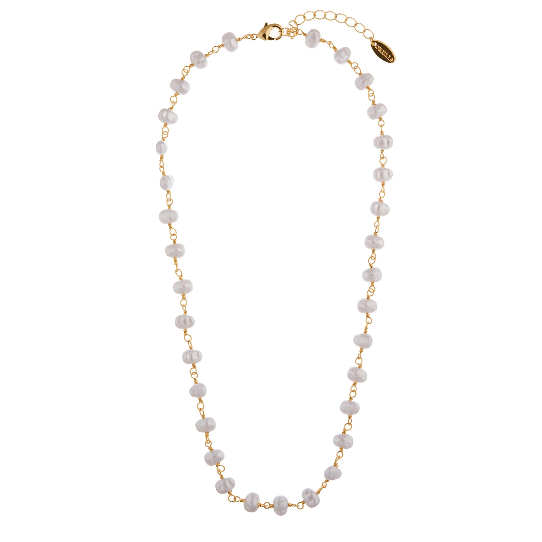 Pearl Stationed Link Chain Necklace - Pearl