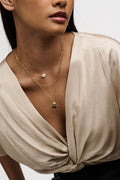 Pearl & Molten Teardrop 3 Row Necklace - Pearl