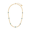 Semi-Precious Beaded Metal Necklace - Malachite