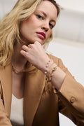 Snake Chain & Pearl 2-Row Bracelet - Pearl
