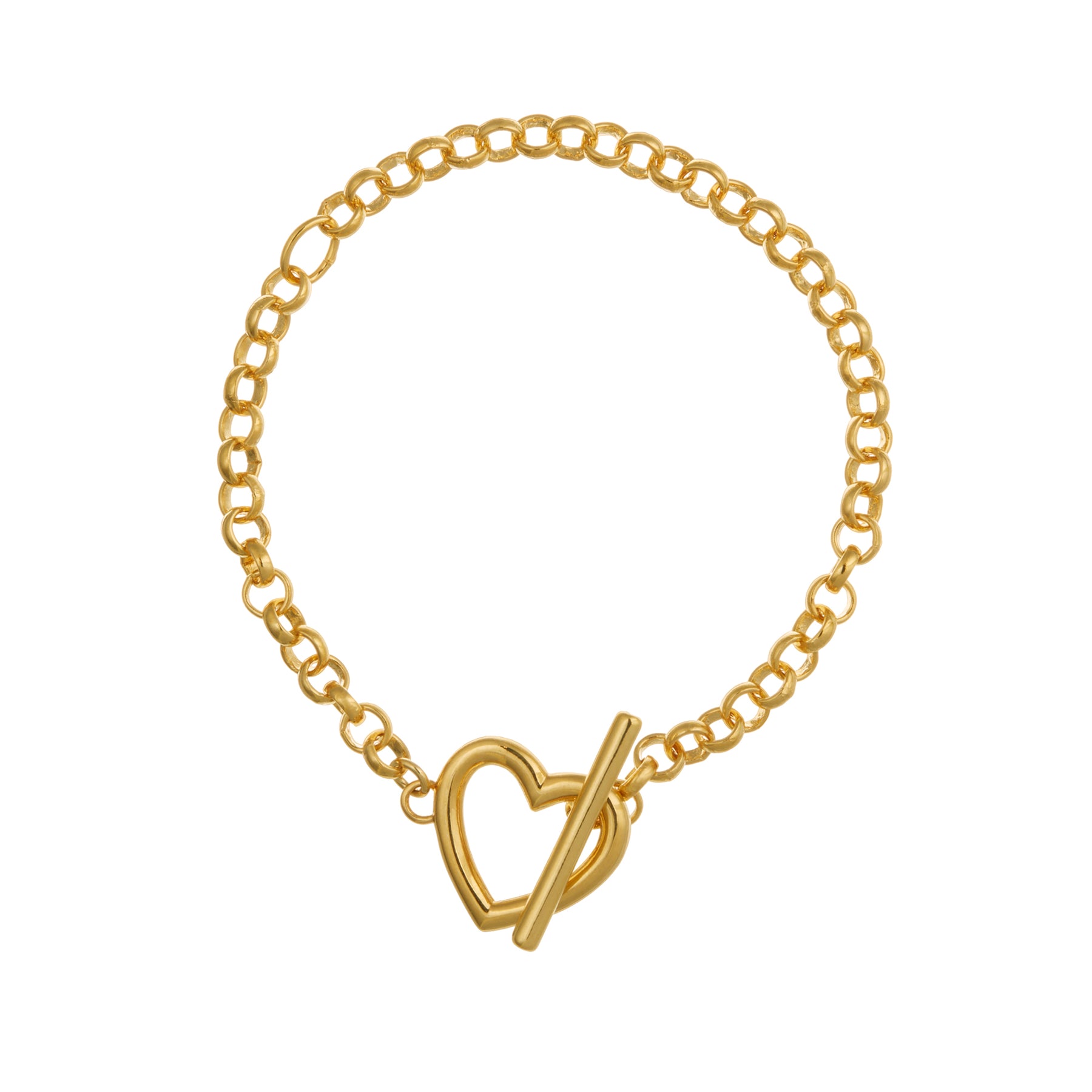 Heart T-Bar Bracelet - Pale Gold