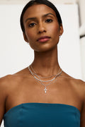 Satellite & Link Chain 3-Row Necklace - Silver